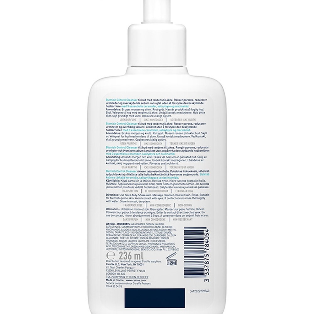 cerave – gel moussant nettoyant anti imperfections peau a tendance acneique – 236ml cerave – gel moussant nettoyant anti imperfections peau a tendance acneique – 236ml