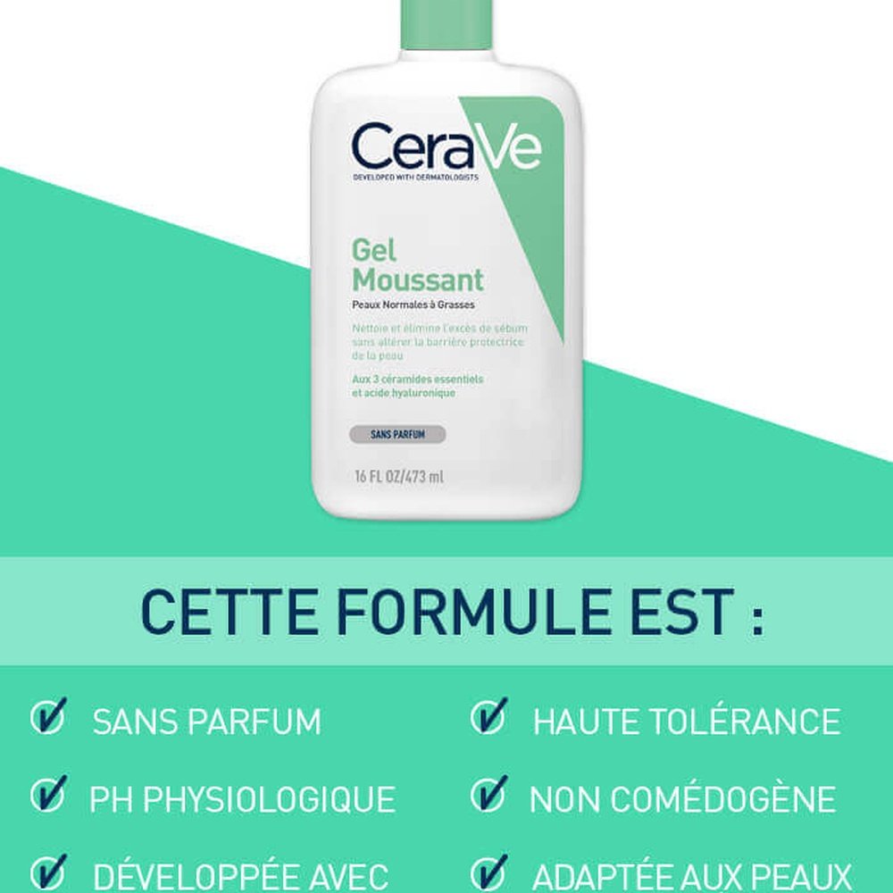cerave – gel moussant nettoyant peau normale a grasse – 236ml cerave – gel moussant nettoyant peau normale a grasse – 236ml