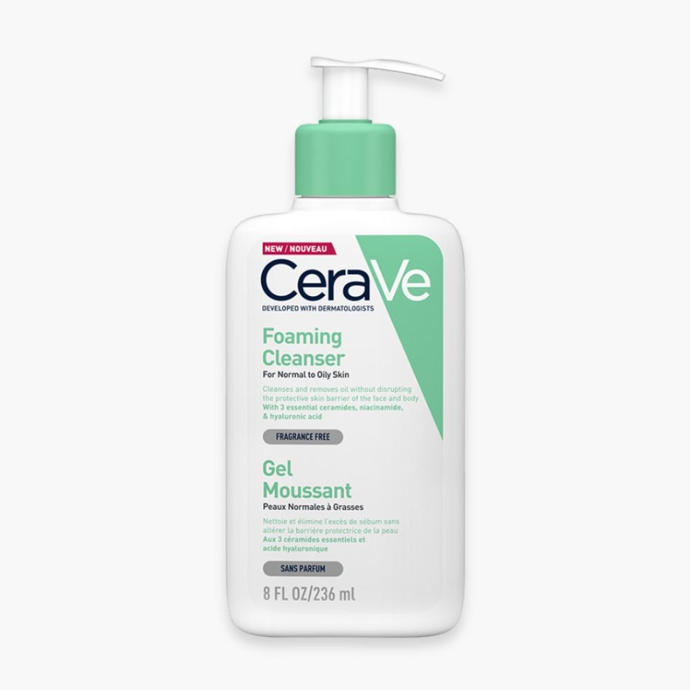 cerave – gel moussant nettoyant peau normale a grasse – 236ml
