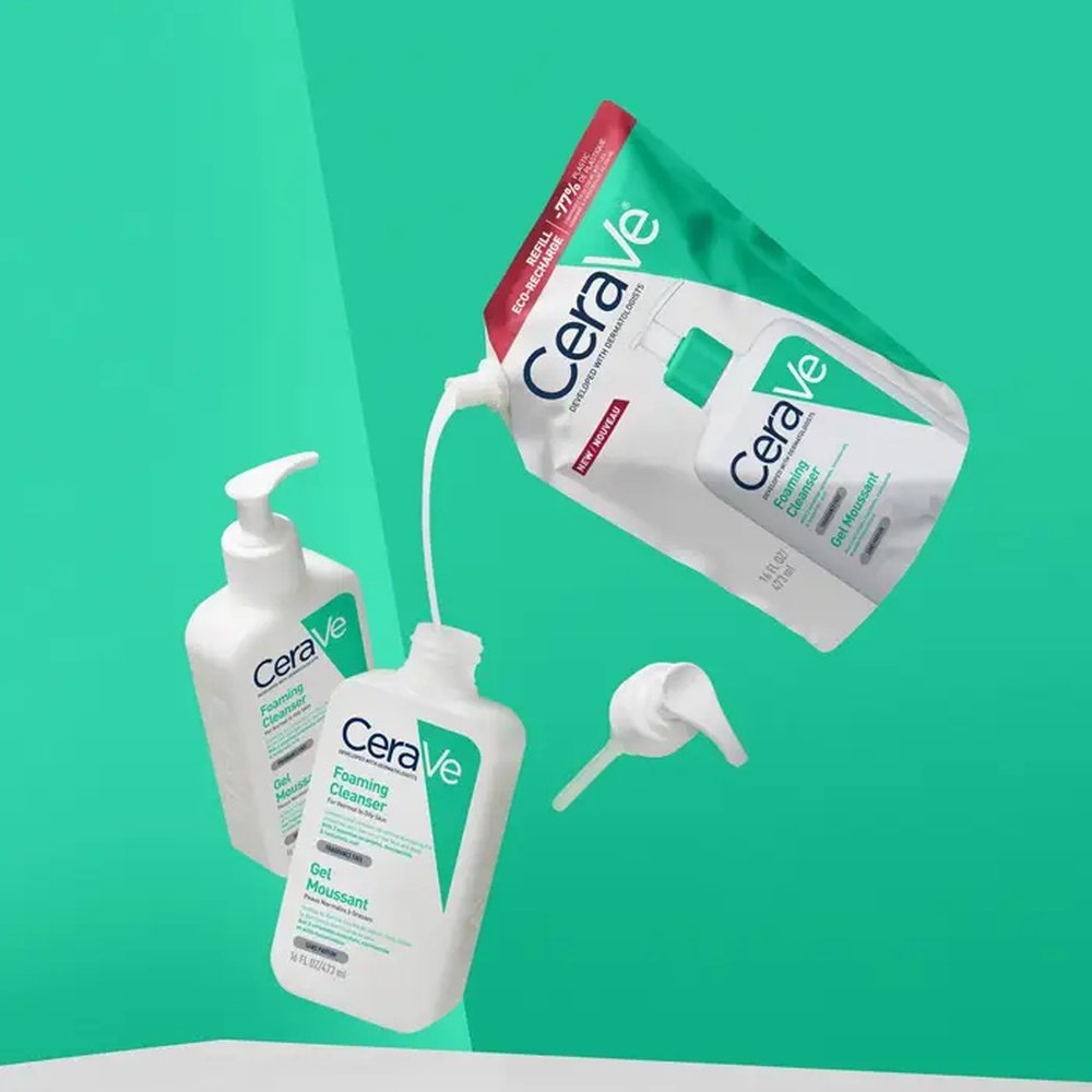 cerave – gel moussant nettoyant peau normale a grasse eco recharge – 473ml cerave – gel moussant nettoyant peau normale a grasse eco recharge – 473ml