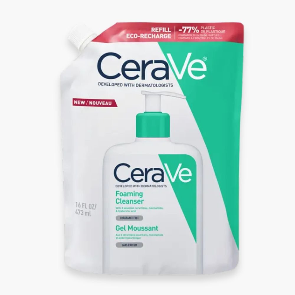 cerave – gel moussant nettoyant peau normale a grasse eco recharge – 473ml