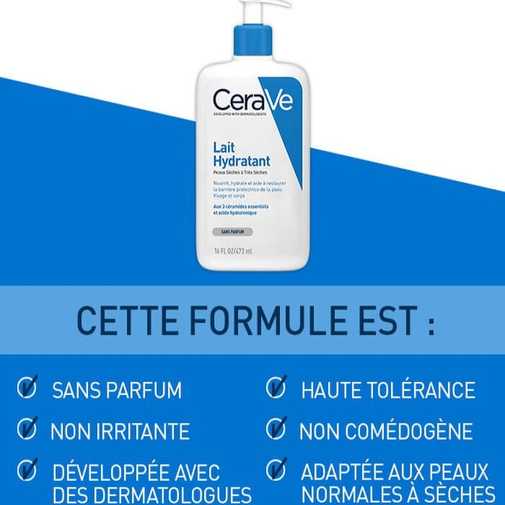 cerave – lait hydratant peau seche a tres seche – 236ml cerave – lait hydratant peau seche a tres seche – 236ml
