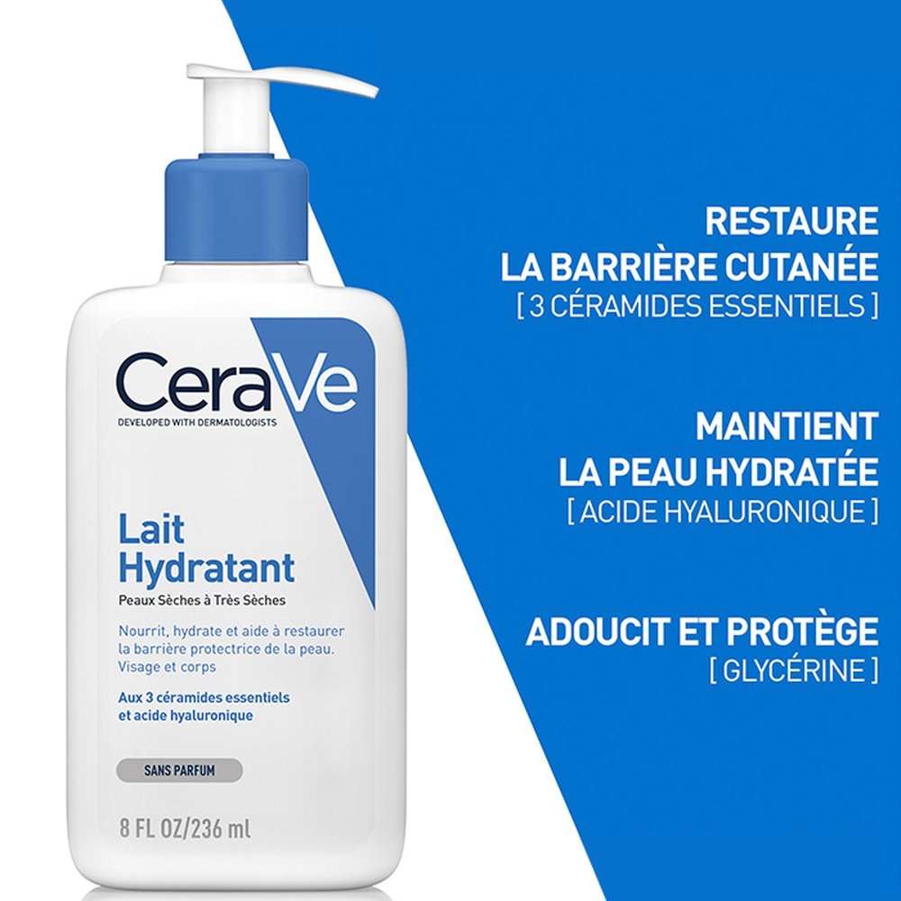 cerave – lait hydratant peau seche a tres seche – 236ml cerave – lait hydratant peau seche a tres seche – 236ml