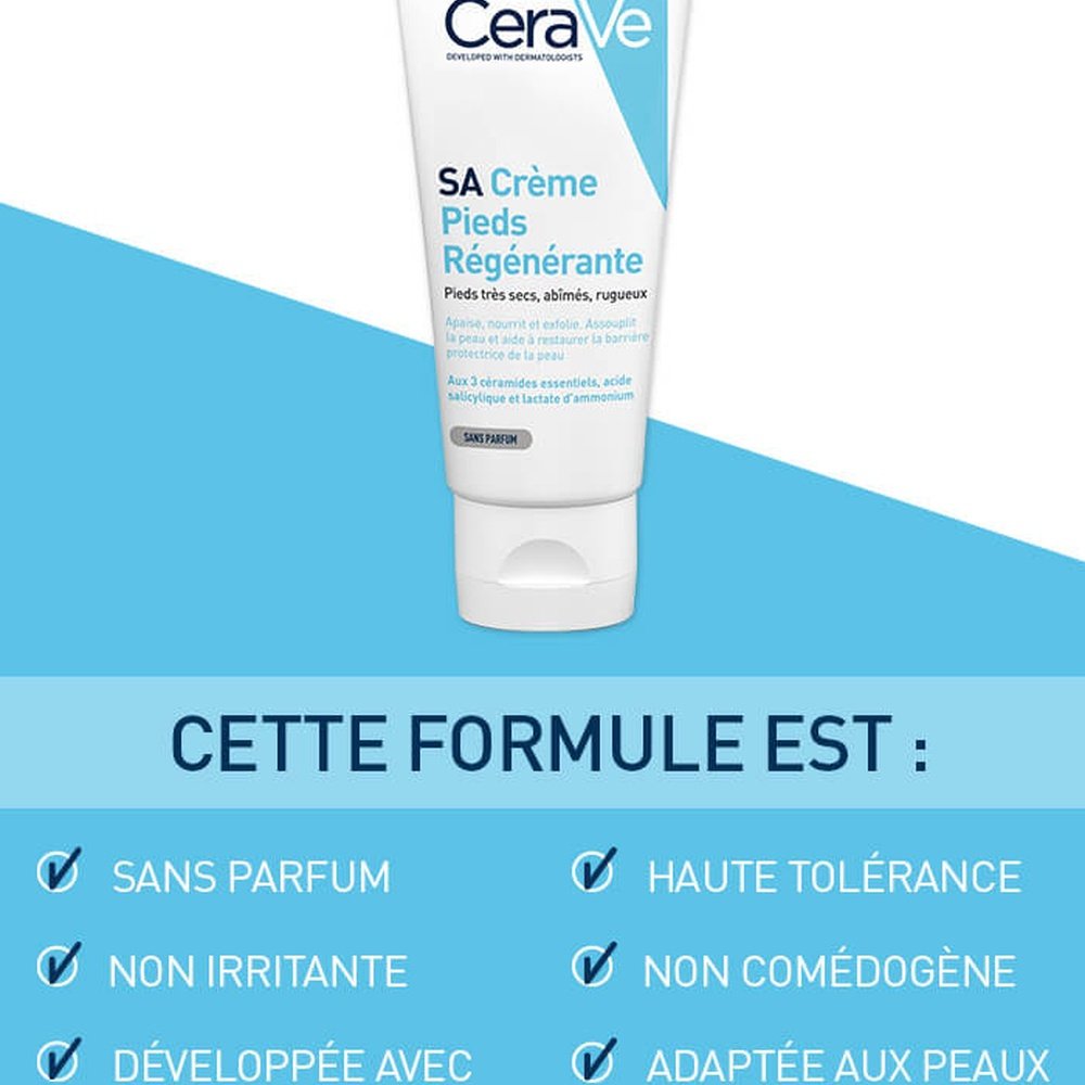 cerave – sa creme pieds regenerante tres secs, abimes, rugeux – 88ml cerave – sa creme pieds regenerante tres secs, abimes, rugeux – 88ml