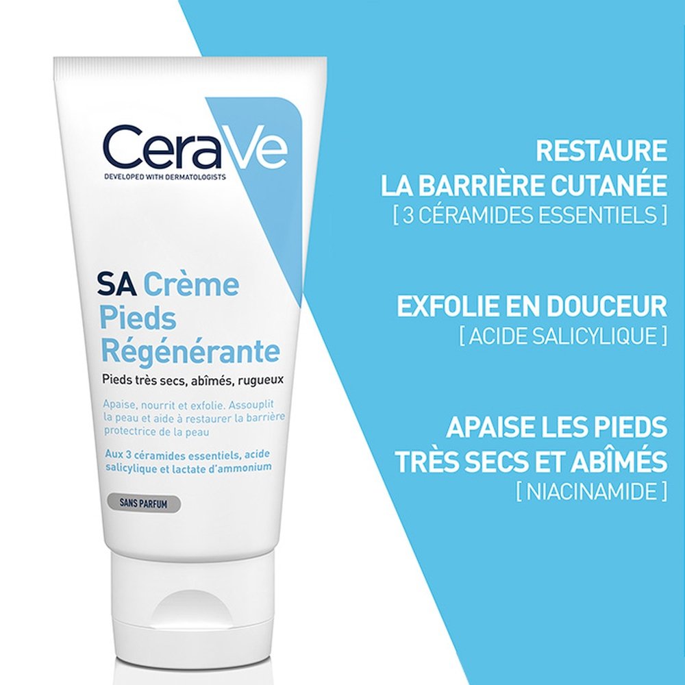 cerave – sa creme pieds regenerante tres secs, abimes, rugeux – 88ml cerave – sa creme pieds regenerante tres secs, abimes, rugeux – 88ml