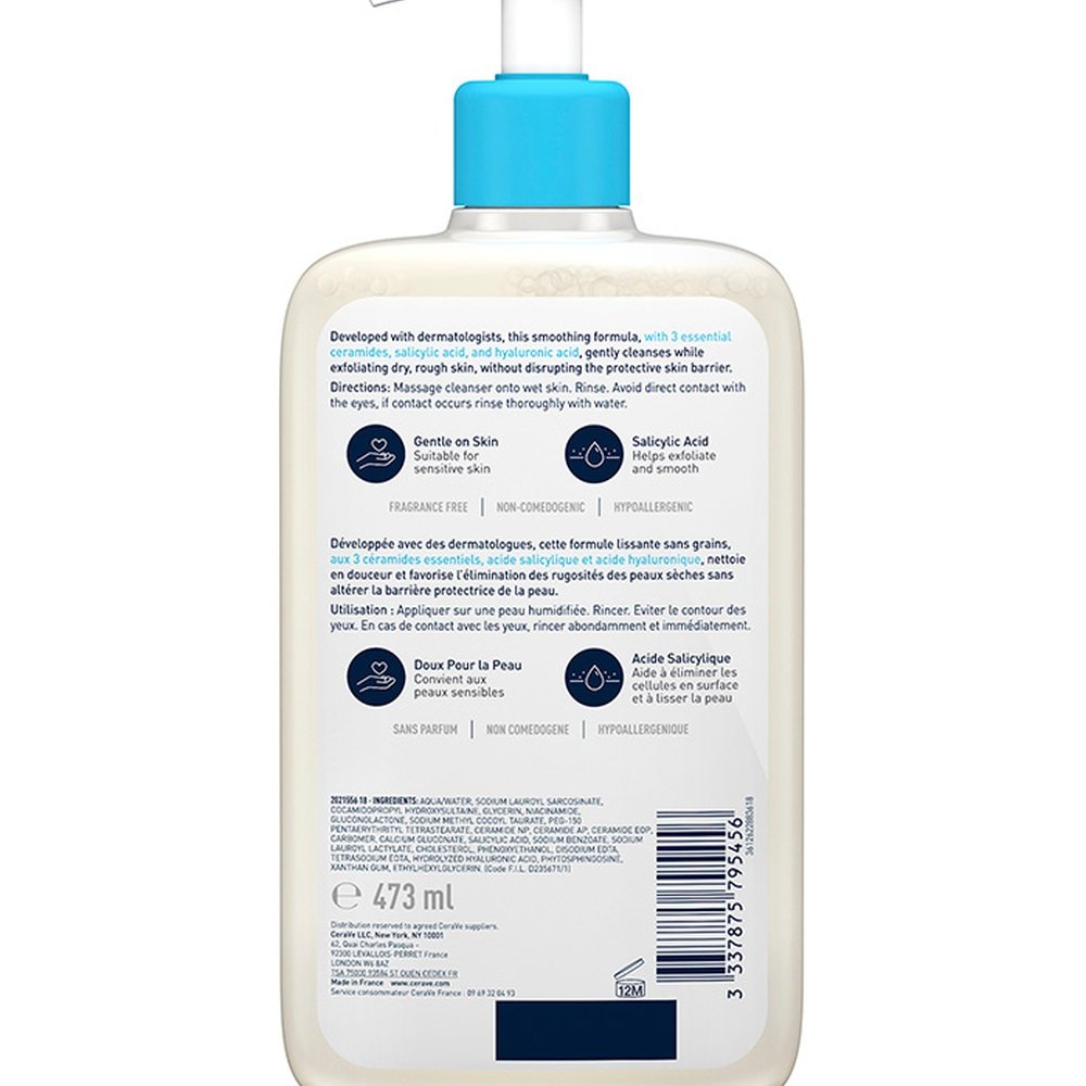 cerave – sa gel nettoyant anti rugosites peau seche, rugueuse et squameuse – 236ml cerave – sa gel nettoyant anti rugosites peau seche, rugueuse et squameuse – 236ml
