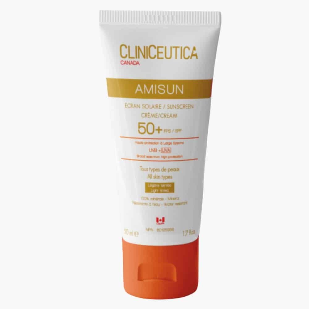 cliniceutica – amisun creme solaire teinte legere spf50+ – 50ml