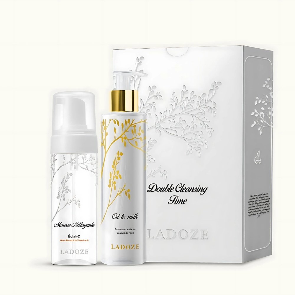 🎁 pack 🎁 – ladoze – double cleansing time coffert oil to milk 200ml+mousse – 150ml