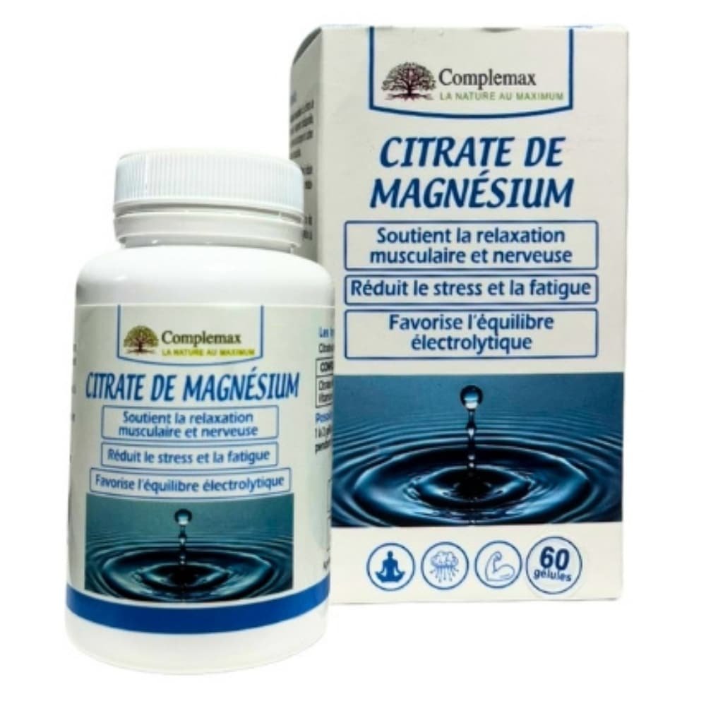 complemax – citrate de magnesium relaxation musculaire et nerveuse – 60 gelules