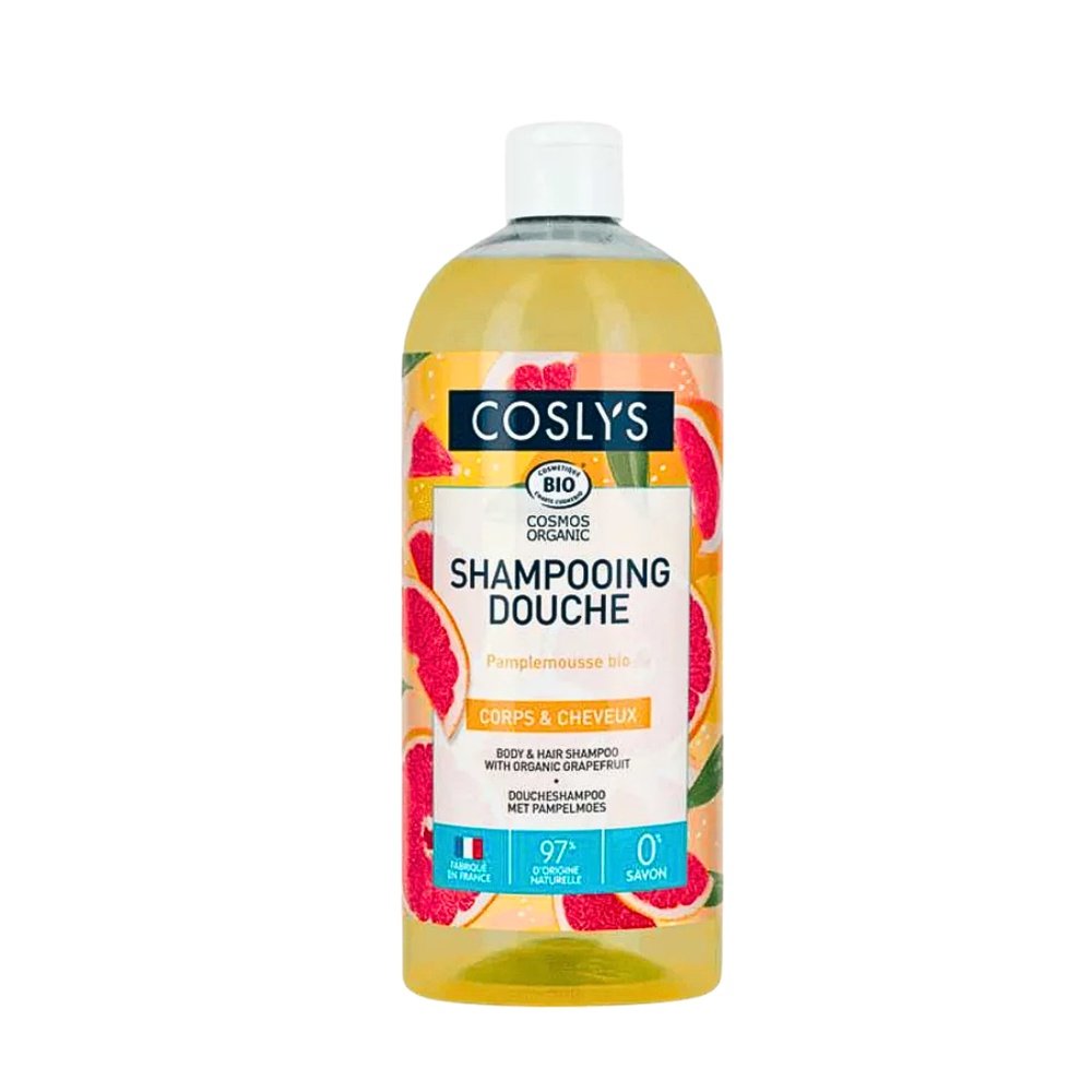 coslys – shampooing douche pamplemousse – 1l