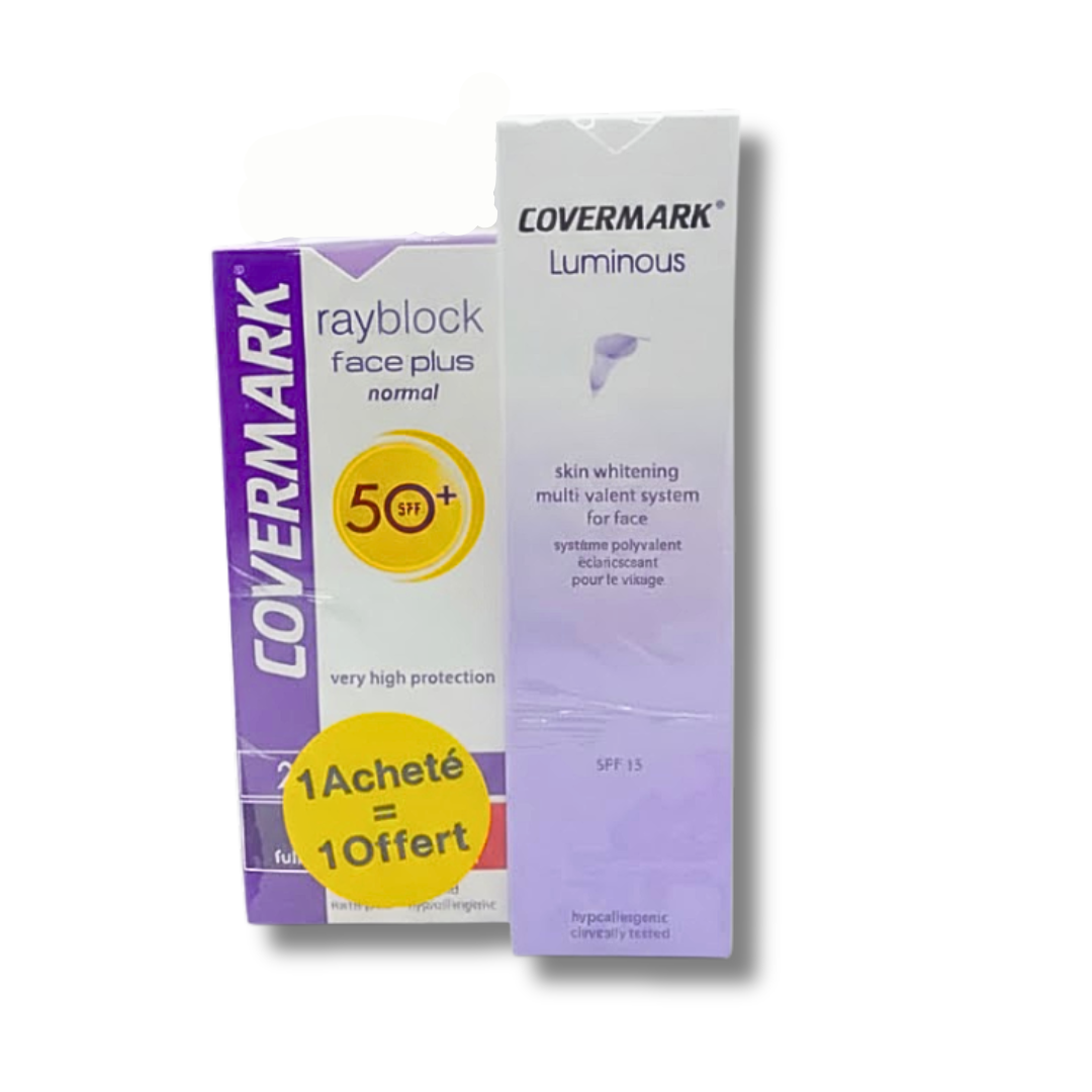 🎁 pack 🎁 – covermark – luminous eclaircissant + rayblock ecran normal invisible pack