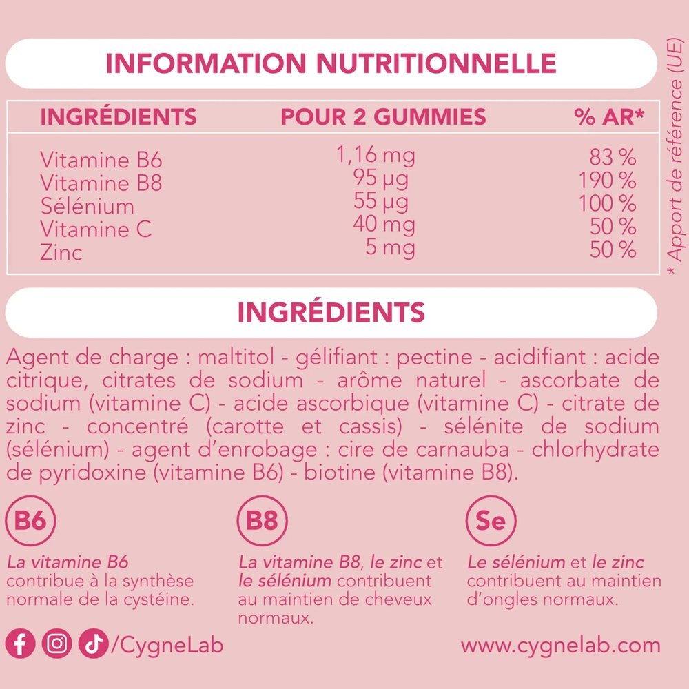 cygnelab – beauty boost vitamines et mineraux cheveux et ongles fraise – 60 gummies cygnelab – beauty boost vitamines et mineraux cheveux et ongles fraise – 60 gummies