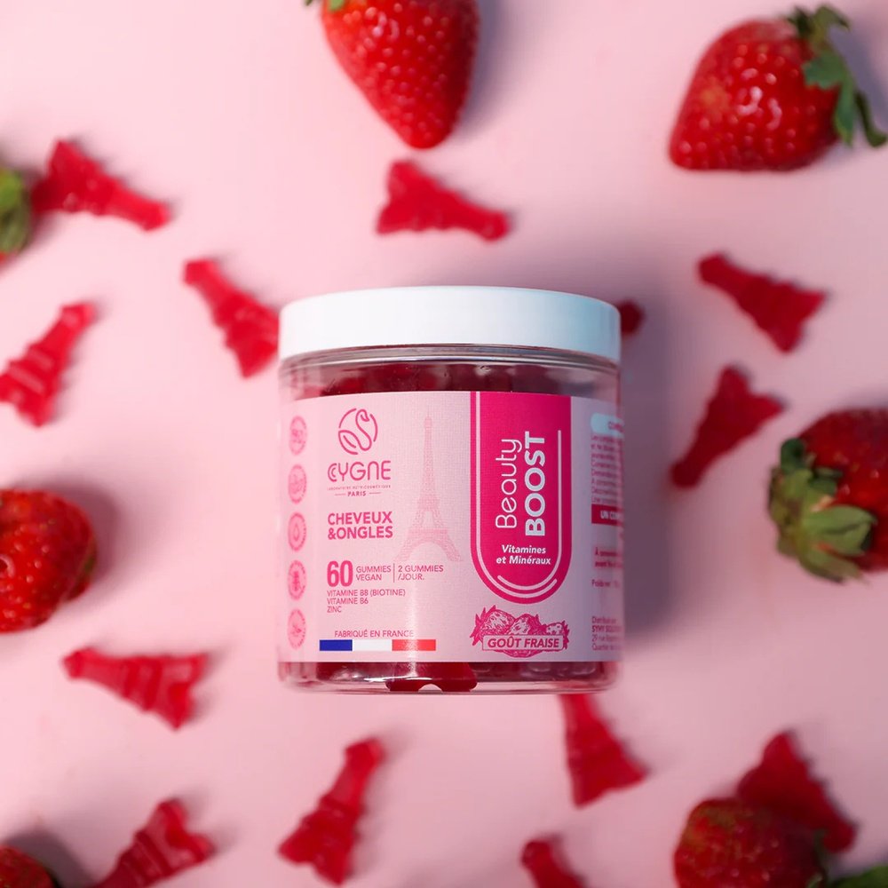 cygnelab – beauty boost vitamines et mineraux cheveux et ongles fraise – 60 gummies cygnelab – beauty boost vitamines et mineraux cheveux et ongles fraise – 60 gummies