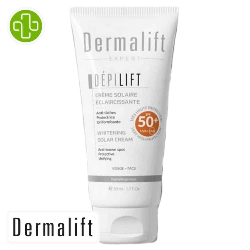 dermalift – depilift creme solaire eclaircissante anti taches spf50+ – 50ml