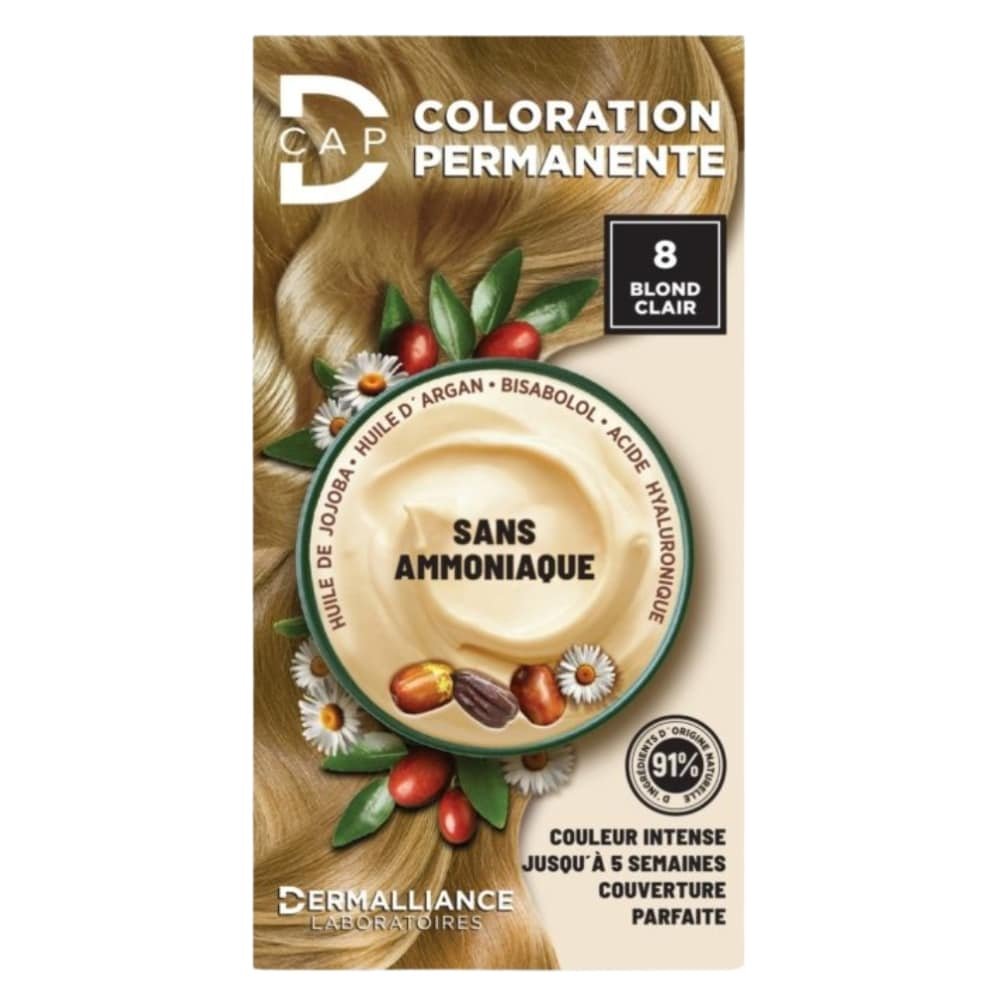 dermalliance – d cap coloration cheveux permanente – n°8 blond clair