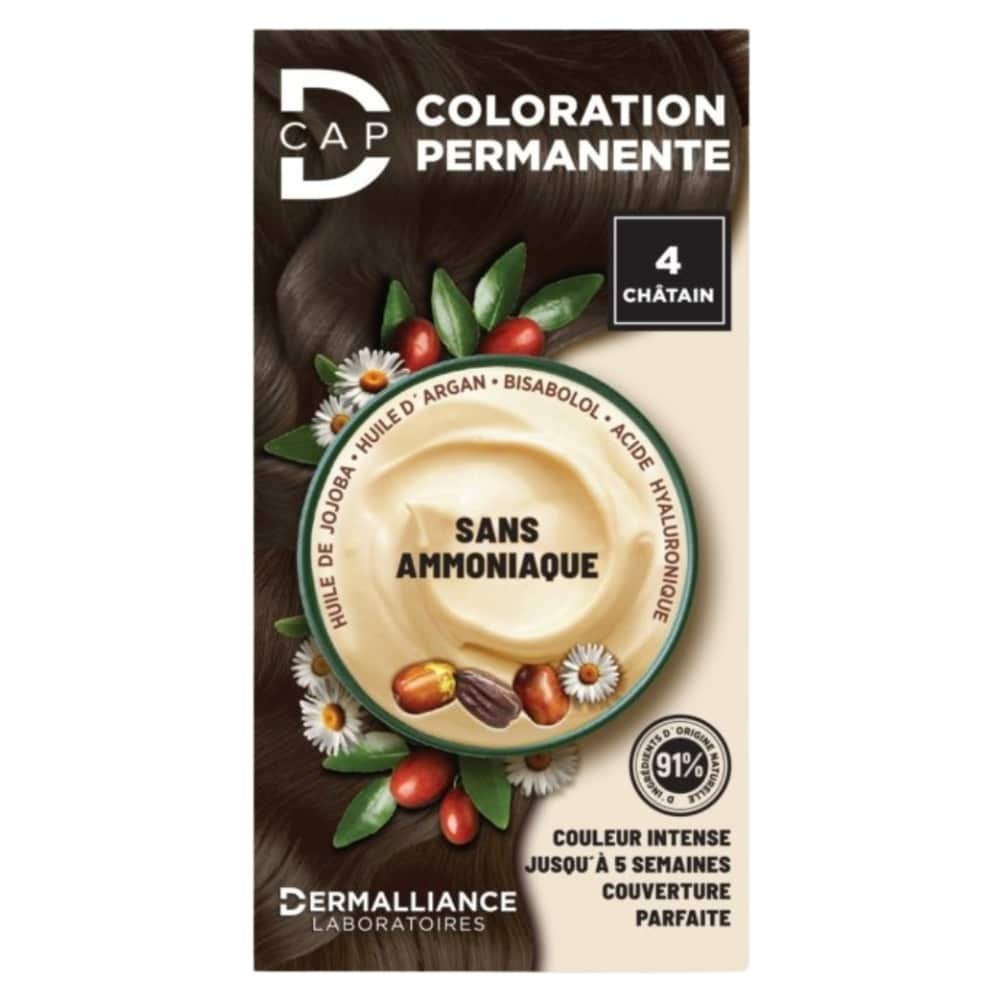 dermalliance – d cap coloration cheveux permanente – n°4 chatain