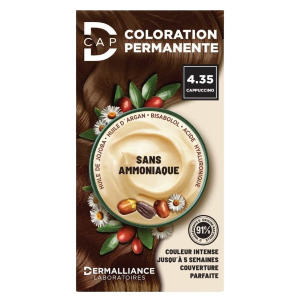 dermalliance – d cap coloration cheveux permanente – n°4.35 cappuccino