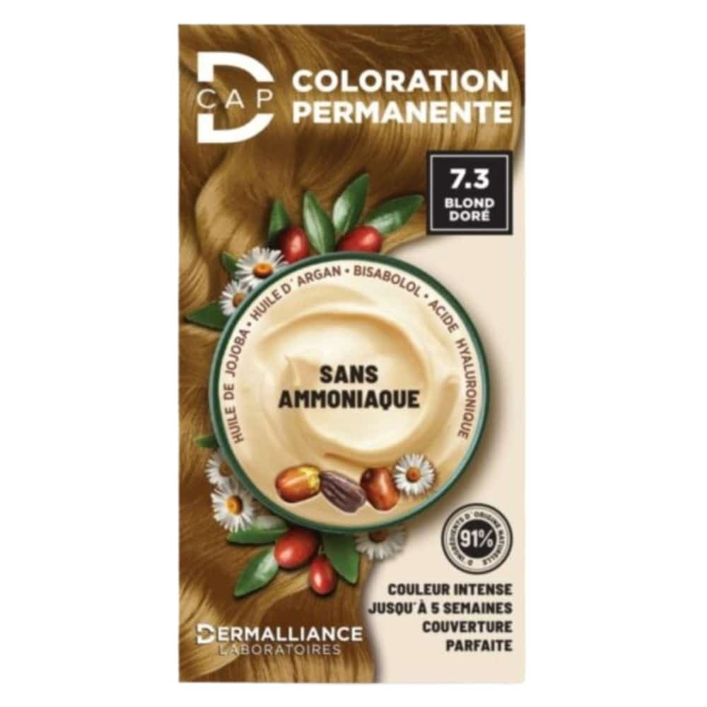 dermalliance – d cap coloration cheveux permanente – n°7.3 blond dore