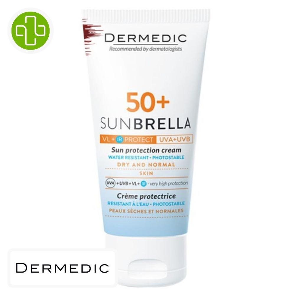 dermedic – sunbrella creme solaire spf50+ peau normale a seche – 50ml