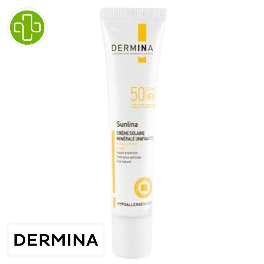 dermina – sunlina creme solaire minerale unifiante teintee spf50 – 40ml