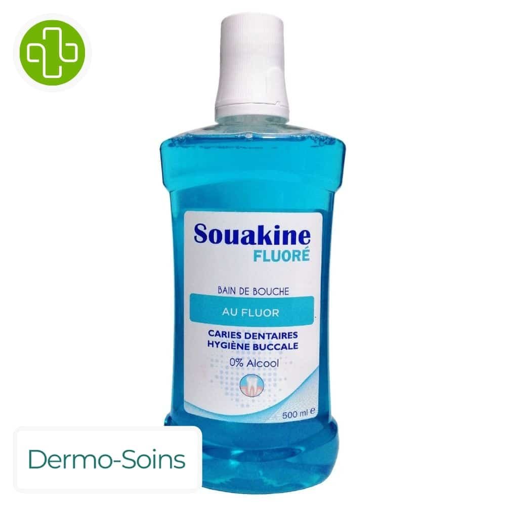dermo soins – souakine bain de bouche fluore – 500ml