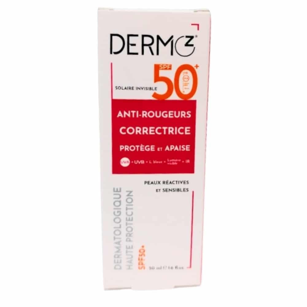 dermoz – creme solaire invisible anti rougeurs correctrice spf50+ – 50ml