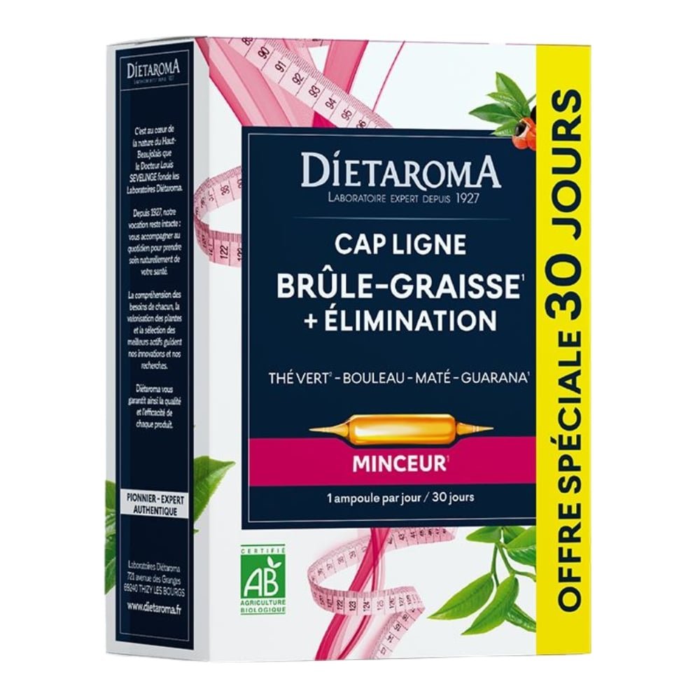 dietaroma – cap ligne brule graisse ampoules bio – 20+ – 10u