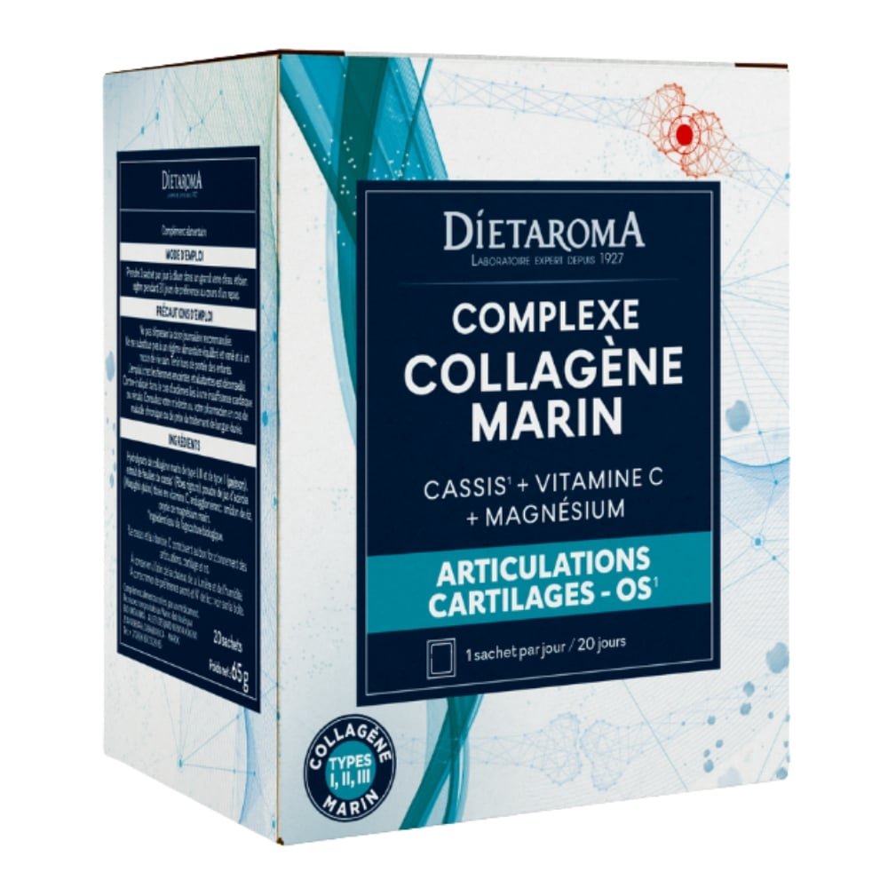 dietaroma – complexe collagene marin articulations, cartilages et os – 20 sachets