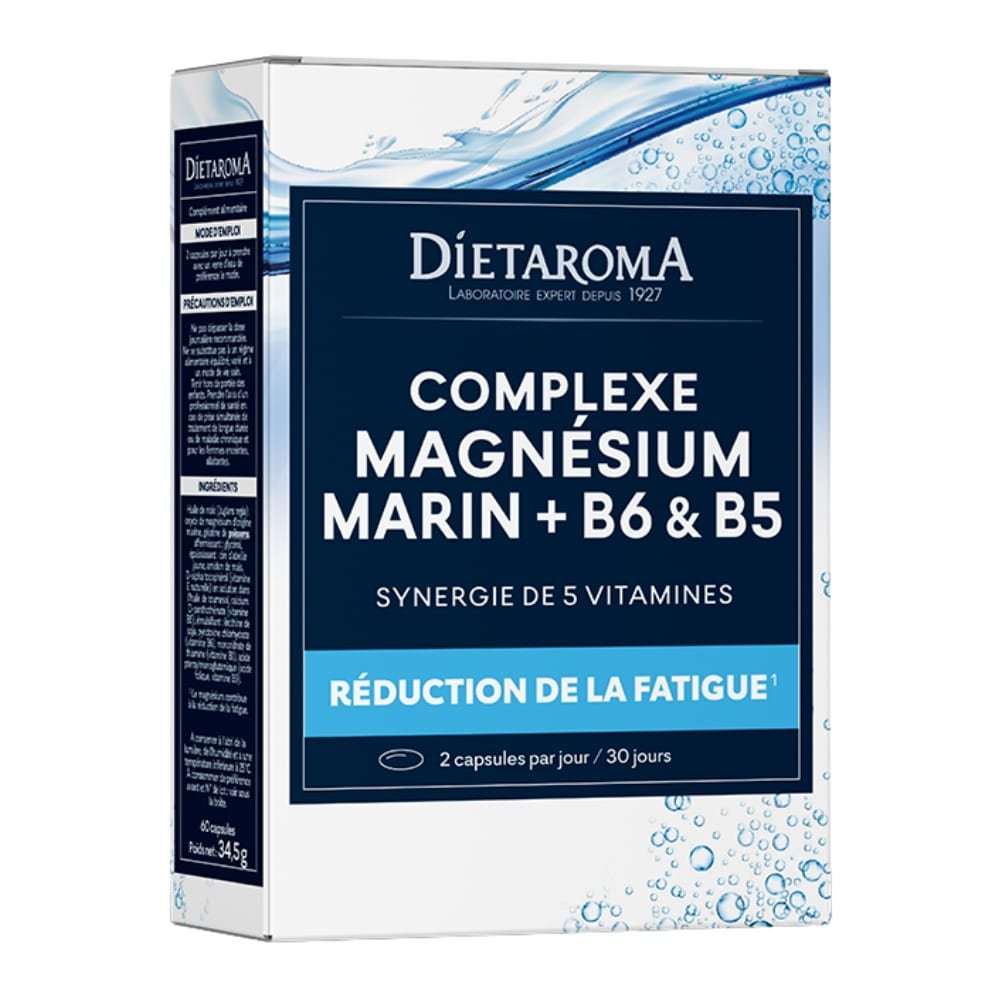 dietaroma – complexe magnesium marin + b6 et b5 – 60 capsules