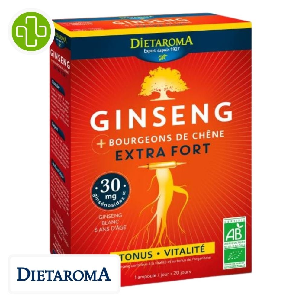 dietaroma – ginseng extra fort tonus et vitalite ampoules bio – 20u