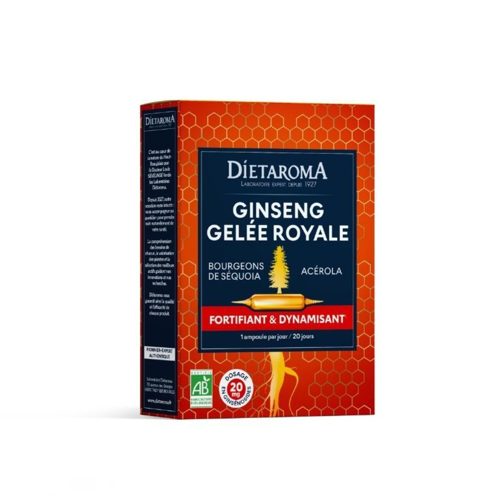 dietaroma – ginseng et gelee royale – 20ampoules