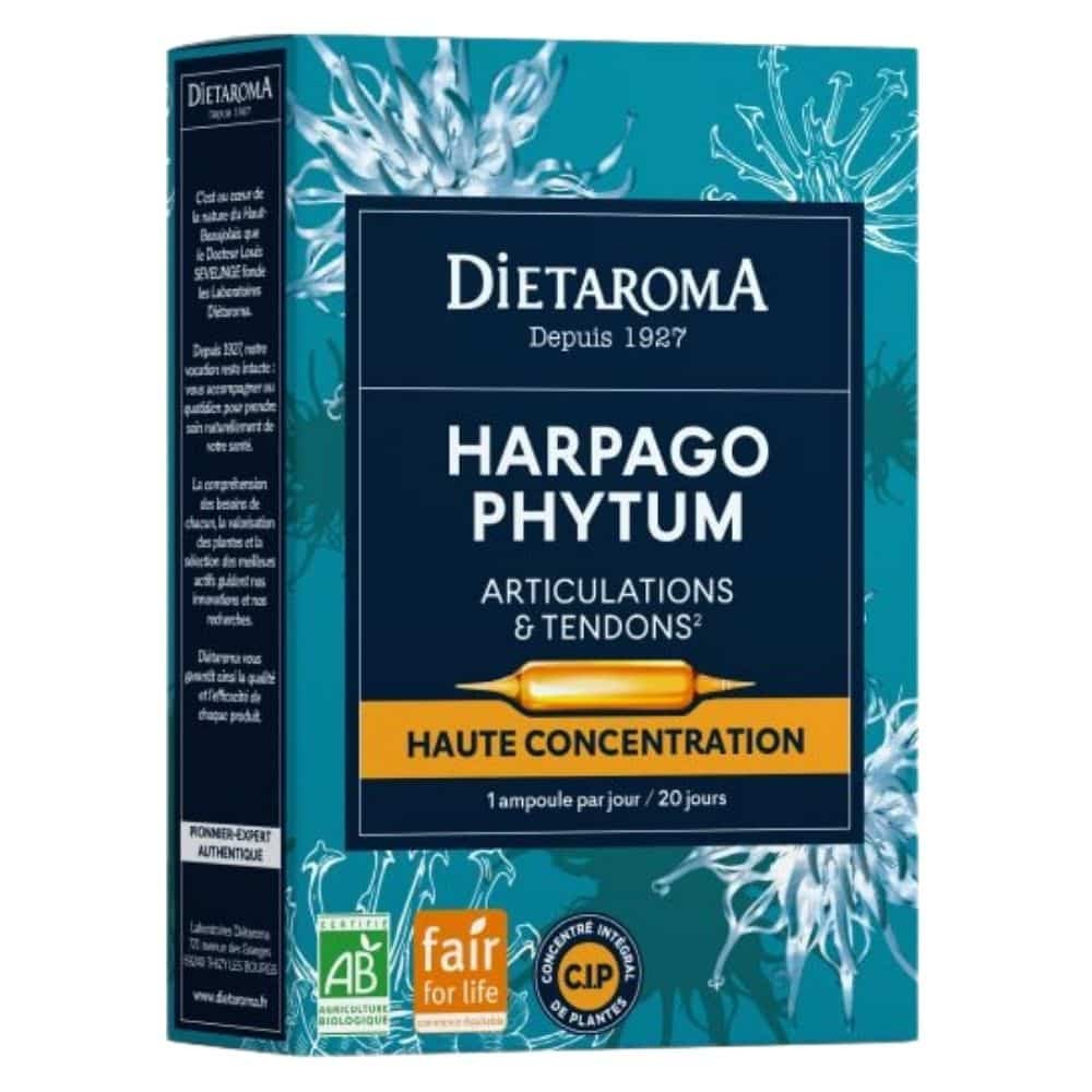 dietaroma – harpagophytum et equilibre articulation et tendons ampoules bio – 20x – 10ml