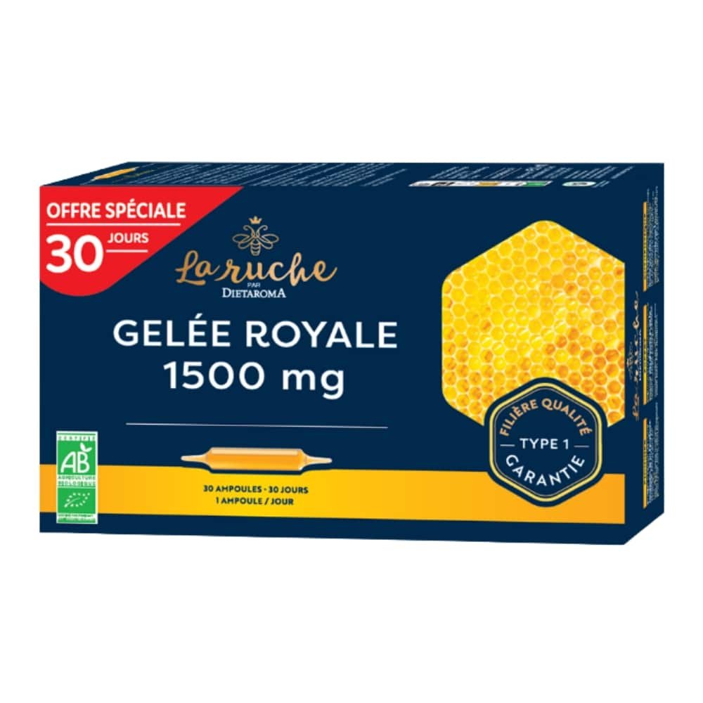 dietaroma – la ruche gelee royale 1500mg ampoules bio – 30x – 15ml