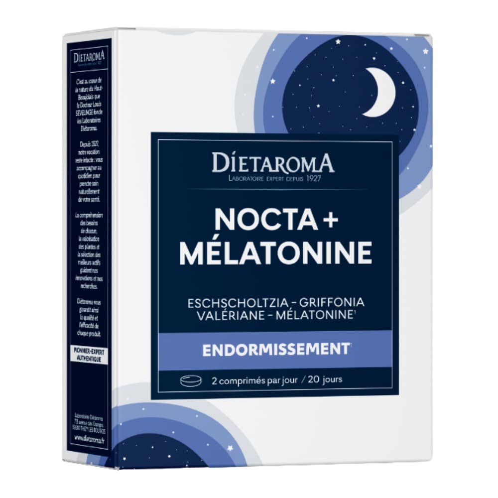 dietaroma – nocta+ melatonine endormissement – 20 comprimes