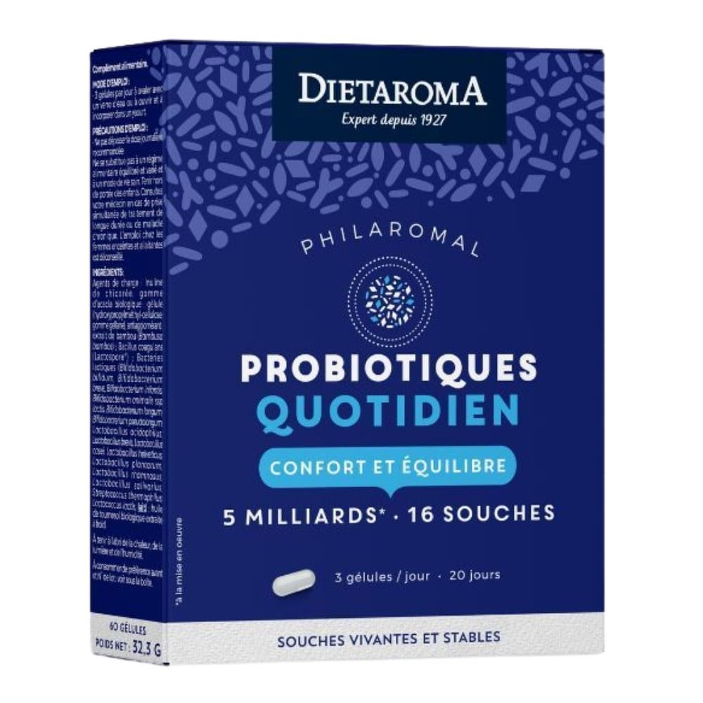 dietaroma – philaromal probiotiques quotidien confort et equilibre – 60 gelules