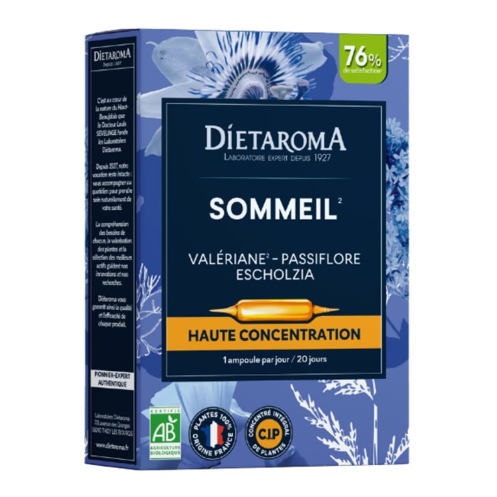 dietaroma – sommeil ampoules haute concentration bio – 20u