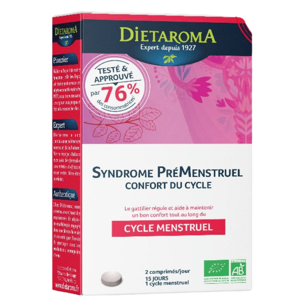 dietaroma – syndrome premensutruel confort du cycle menstruel bio – 15 comprimes
