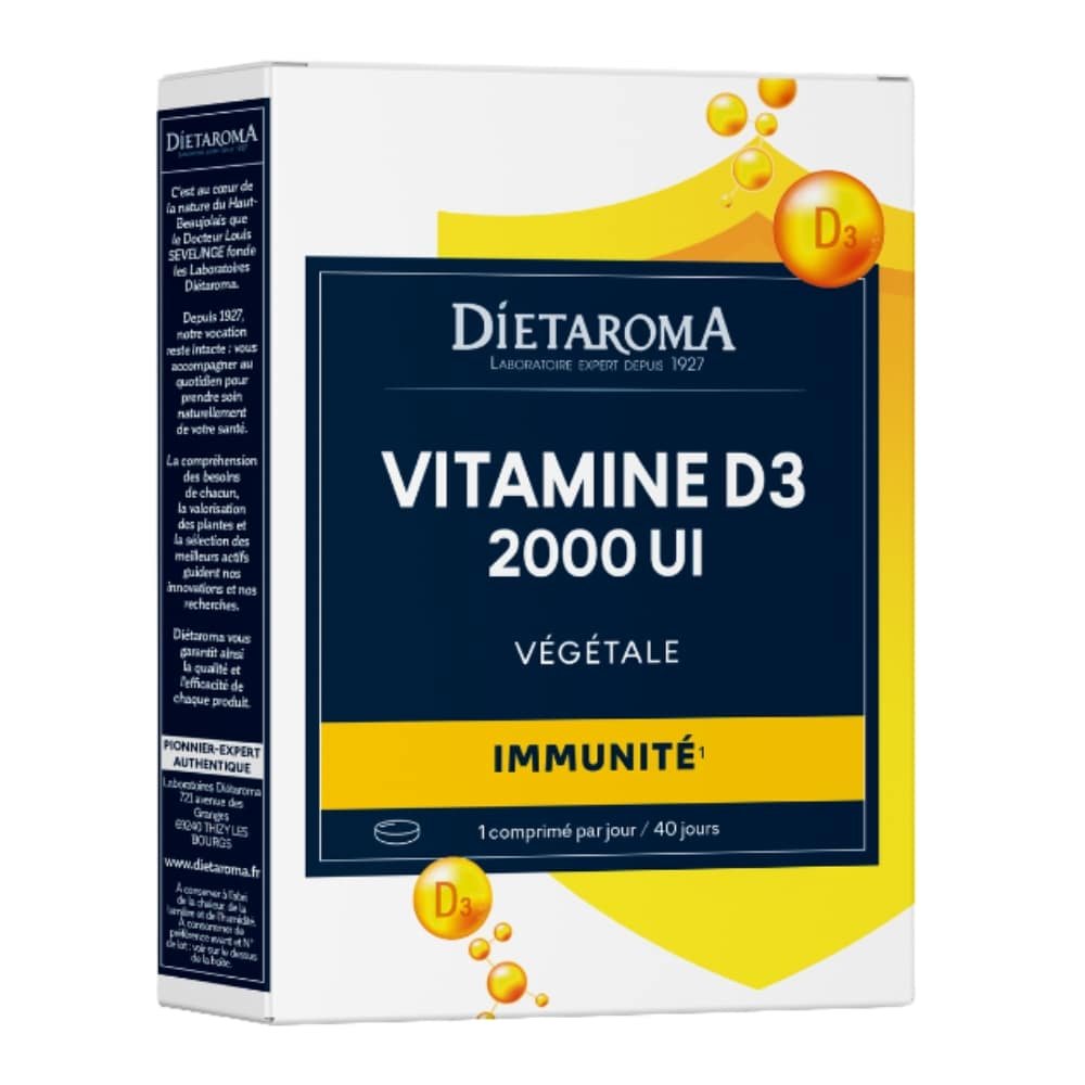 dietaroma – vitamine d3 2000 ui vegetale immunite – 40 comprimes – (destockage)