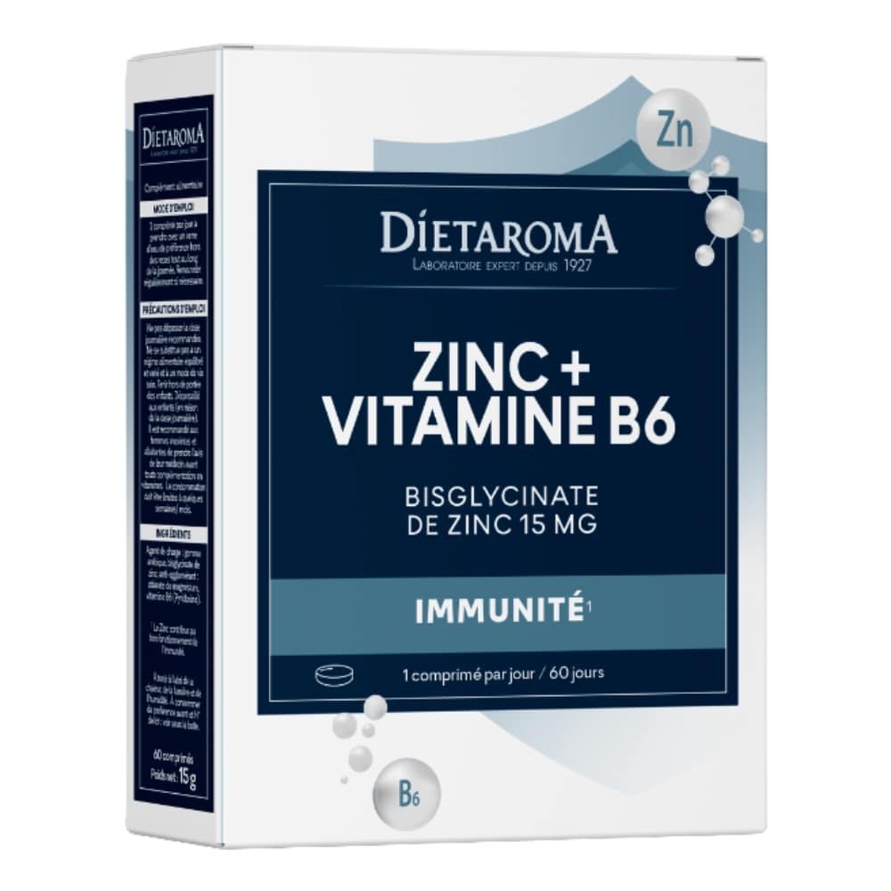 dietaroma – zn zinc et vitamine b6 immunite – 60 comprimes