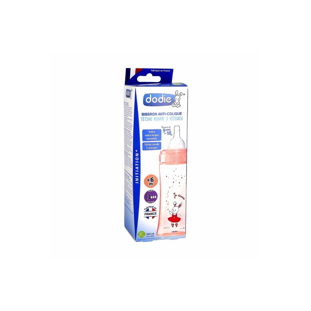 dodie – biberon initiation+ 330ml rose danse +6 m