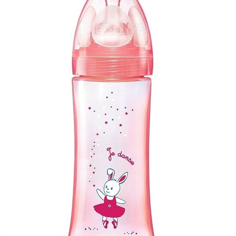 dodie – biberon multi perfore tetine debit 2 rose 0 6mois – 270ml