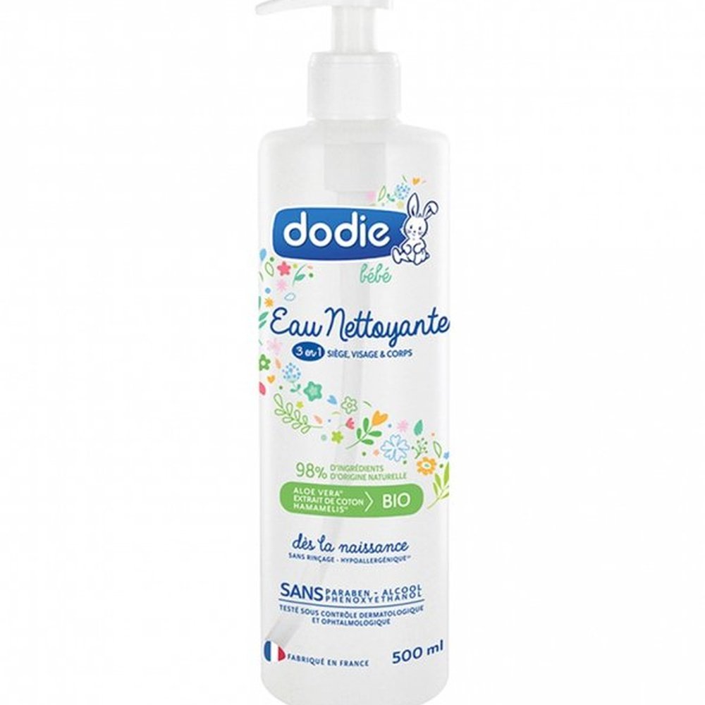 dodie – eau nettoyante 3 en 1 flacon pompe – 500ml