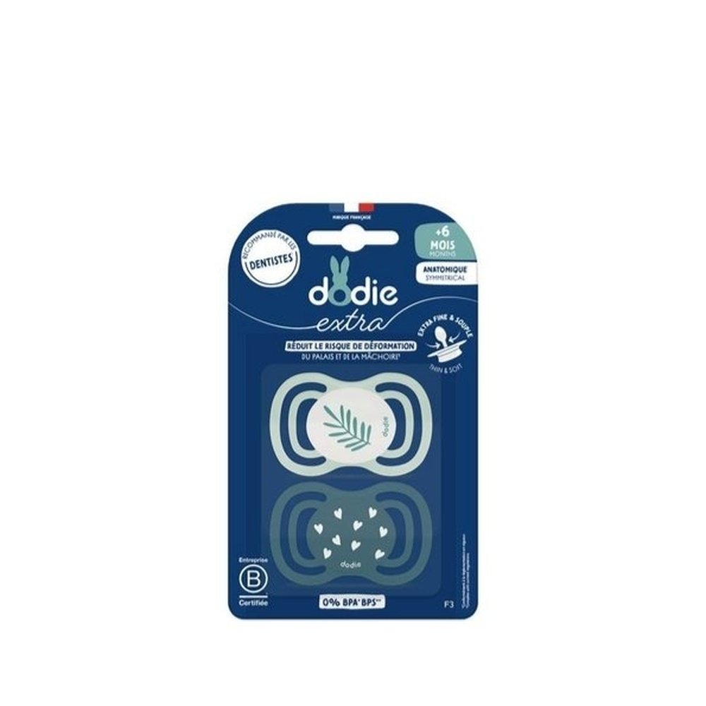 dodie – sucette +6mois duo extra fine bleu f3