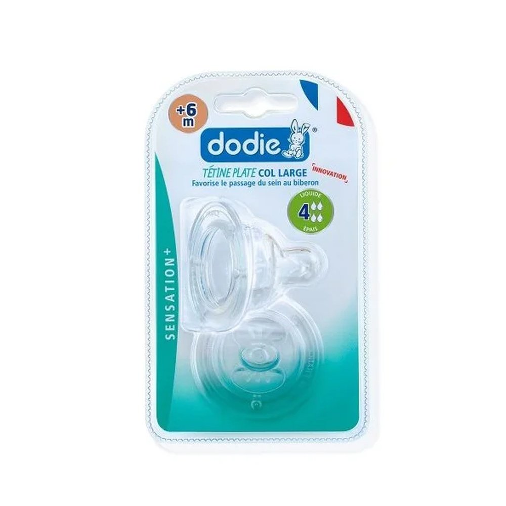 dodie – tetine plate sensation+ anti colique d4 +6m liquide epais x2