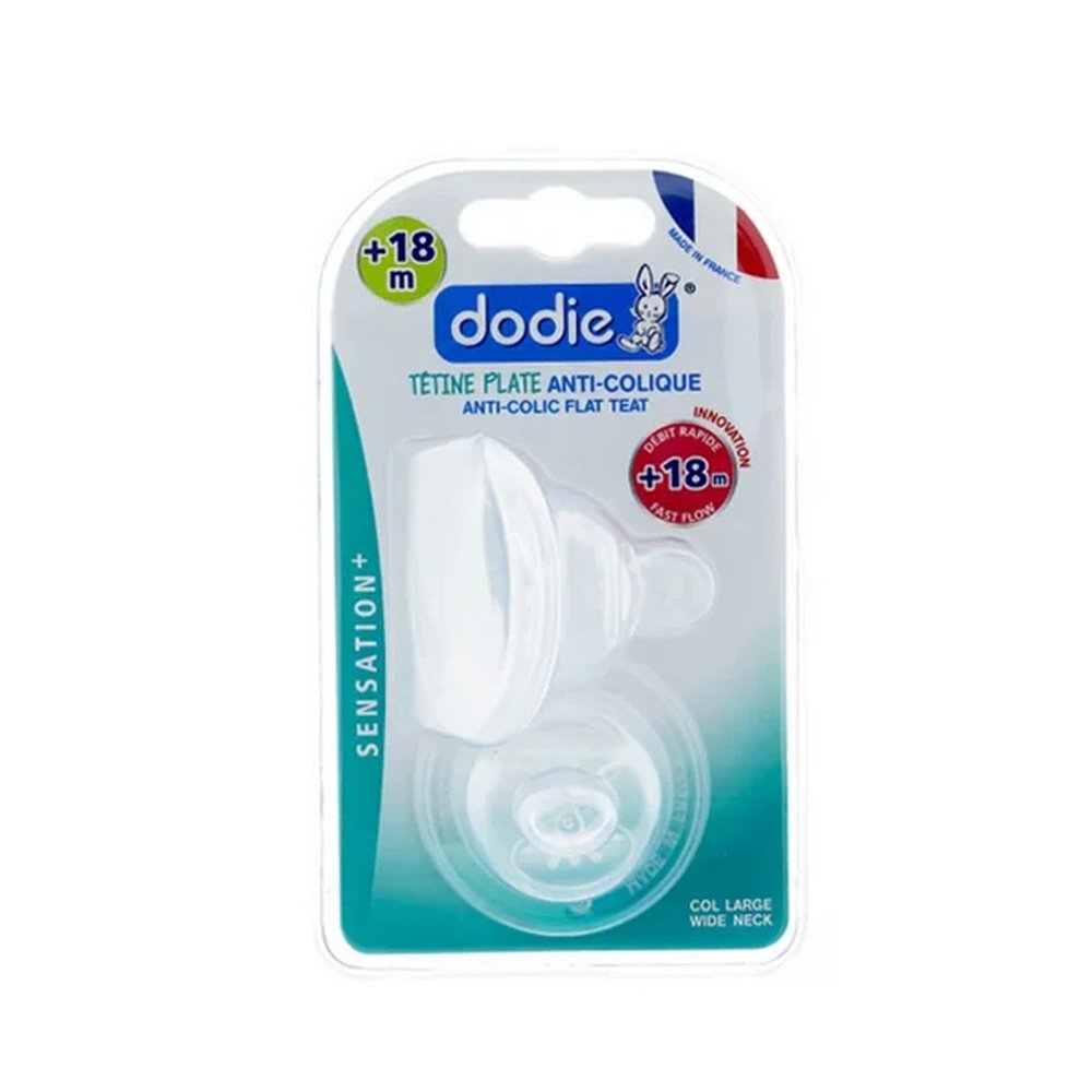 dodie – tetine plate sensation+ anti colique d5 +18m x2