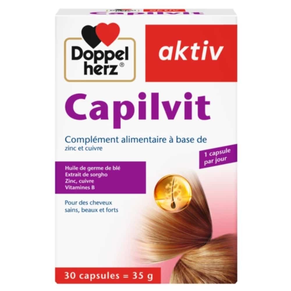 doppel herz – aktiv capilvit cheveux sains, beaux et fort – 30 capsules
