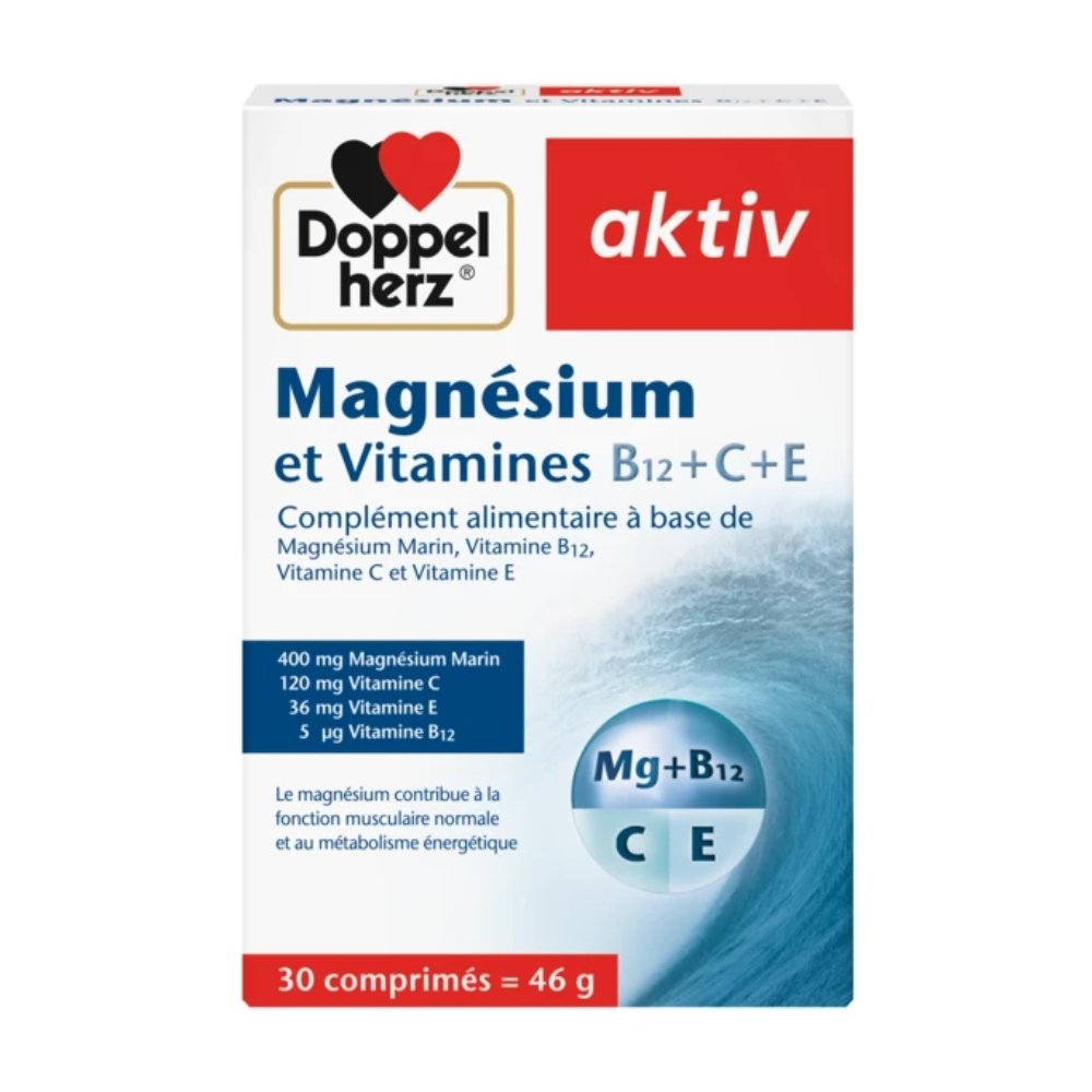 doppel herz – aktiv magnesium et vitamines b12+c+e – 30 comprimes