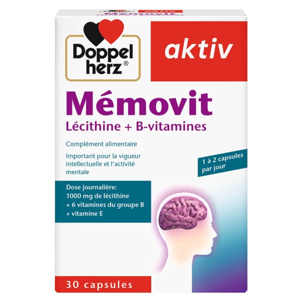 doppel herz – aktiv memovit lecithine + b vitamines vigueur intellectuelle et activite mentale – 30 gelules