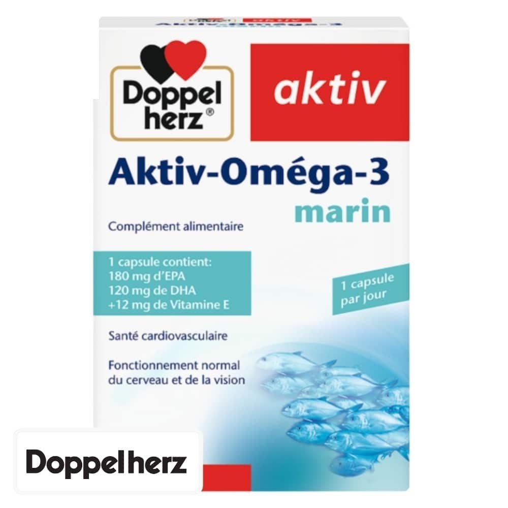 doppel herz – aktiv omega 3 marin sante cardiovasculaire, cerveau et vision – 60 capsules