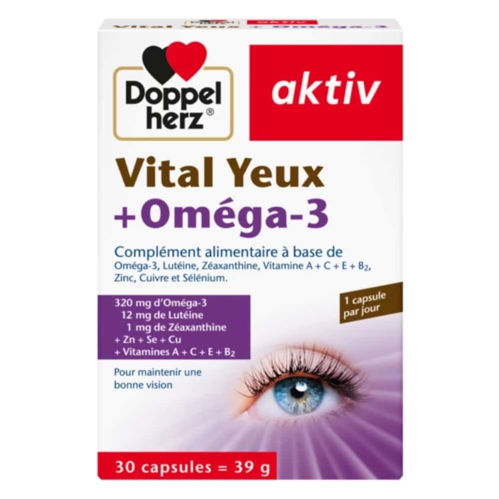 doppel herz – aktiv vital yeux et omega 3 bonne vision – 30 capsules